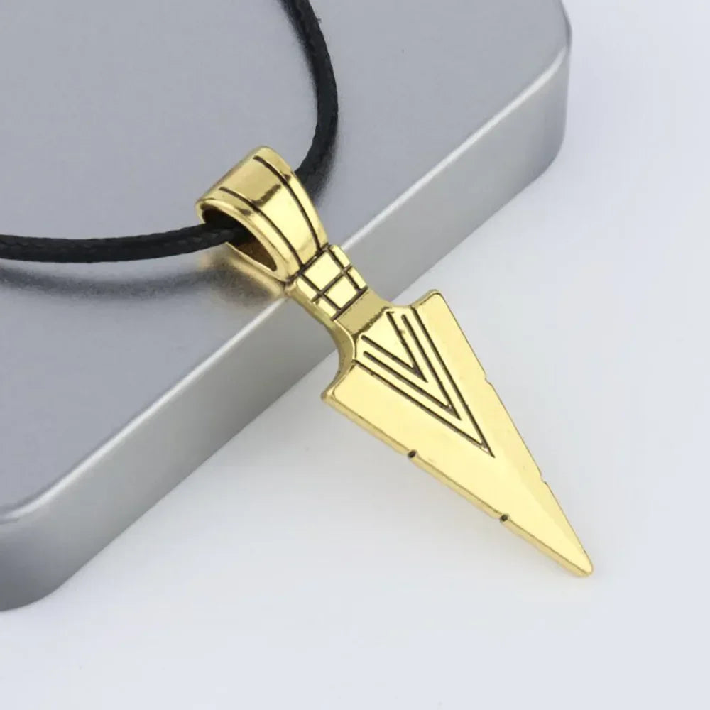 Norse Mythology Pirate Warrior Spear Weapon Pendant Necklace Men's Punk Trend Charm Jewelry