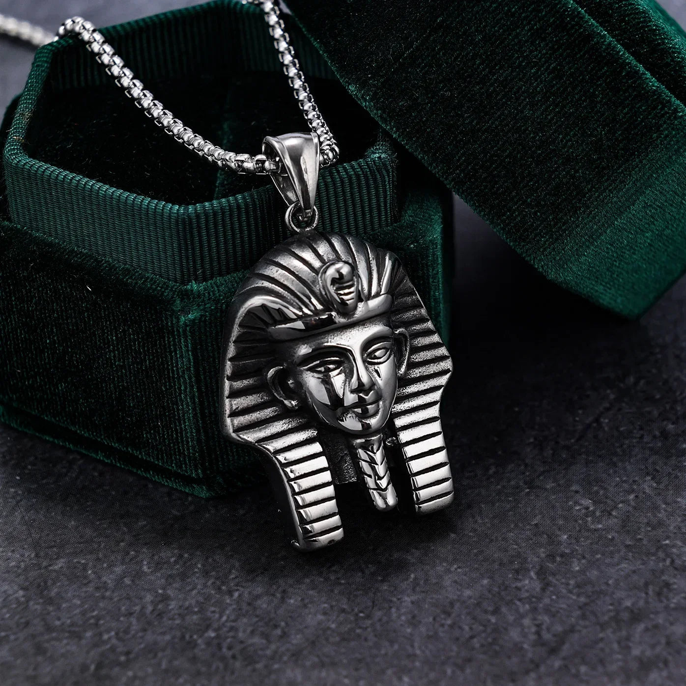 Retro Ancient Egyptian Mythology Snake Body and Human Face Pharaoh Statue Pendant Necklace Men's Religious Lucky Belief Jewelry