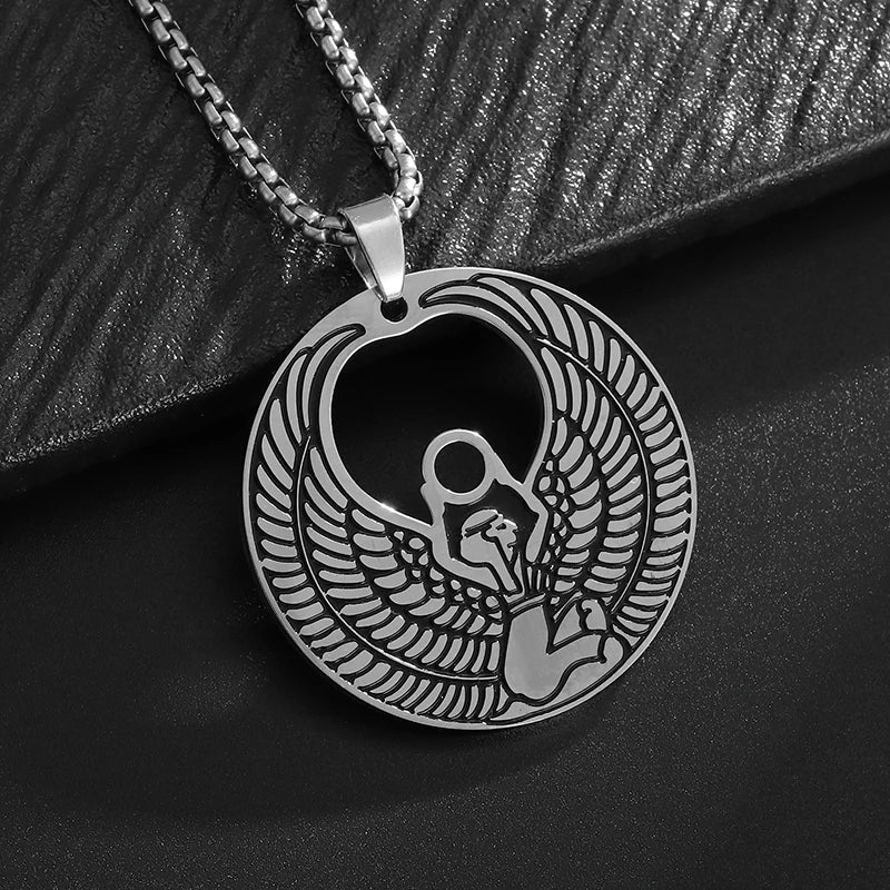 Ancient Egyptian Goddess Queen Mary Stainless Steel Pendant Necklace Men and Women Retro Trend Mythological Jewelry