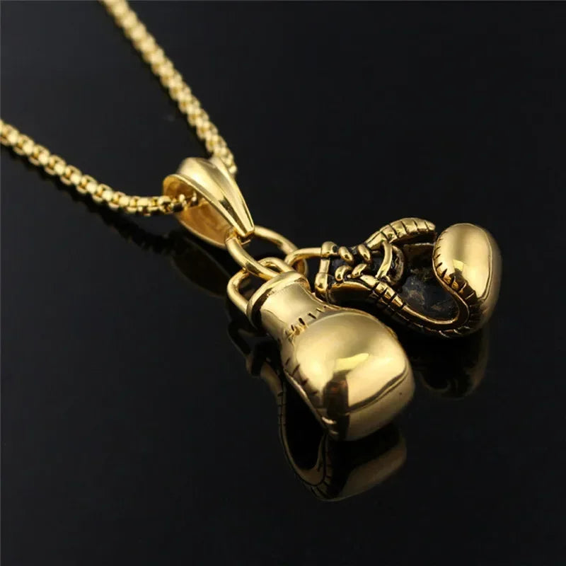 Mini Boxing Glove Necklace Gold Color Chain Pair Boxing Glove Pendant Necklaces For Men Boys Charm Fashion Sport Fitness Jewelry