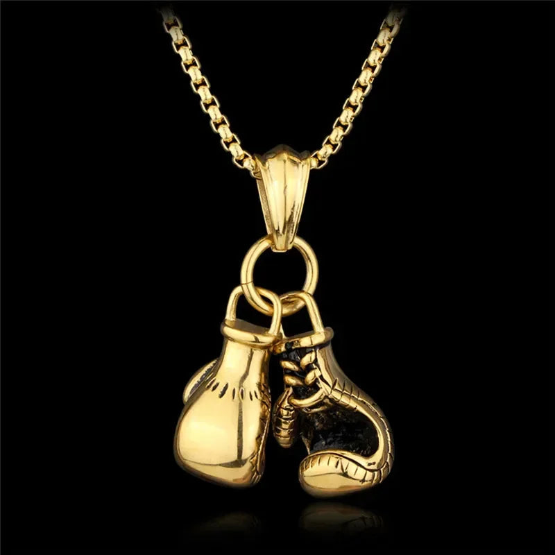 Mini Boxing Glove Necklace Gold Color Chain Pair Boxing Glove Pendant Necklaces For Men Boys Charm Fashion Sport Fitness Jewelry