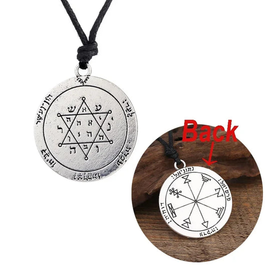 Seal of Solomon Pendant The Second Pentacle of Jupiter Runes Necklace Talisman Women Mens Viking Jewelry