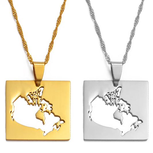 Anniyo Canada Map Pendant Necklaces for Women Jewelry Country Maps of Canadian Chain  #021321