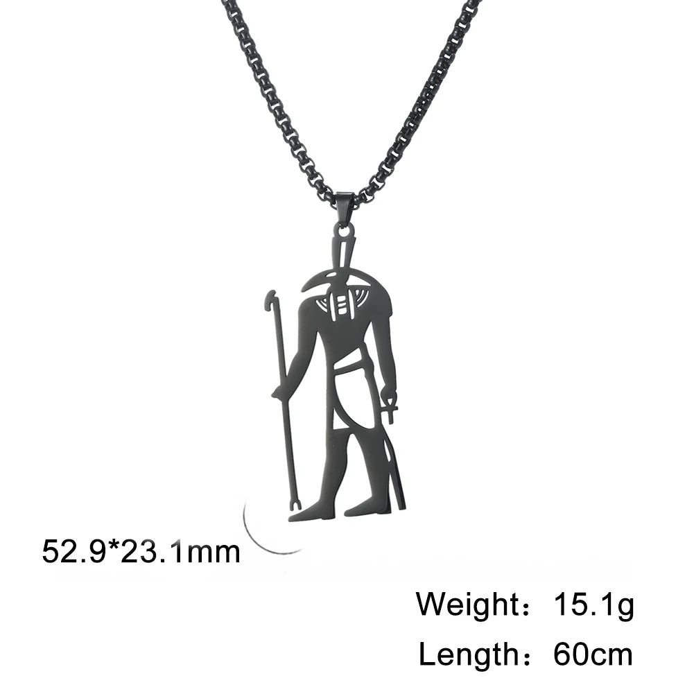 Dreamtimes Gothic Egyptian Great of Strength Seth Pendant Necklace Stainless Steel Mythology Necklaces for Men Vintage Jewelry