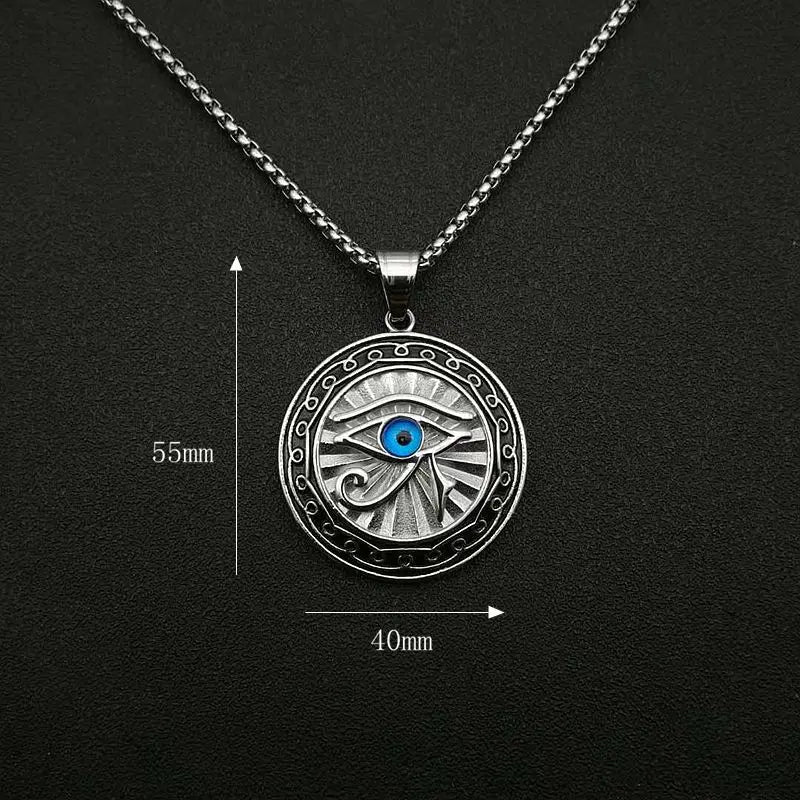 Ancient Egyptian Eagle Head God Eye of Horus Pendant Stainless Steel Eye of God Necklace Men\\'s Punk Amulet Jewelry Gift