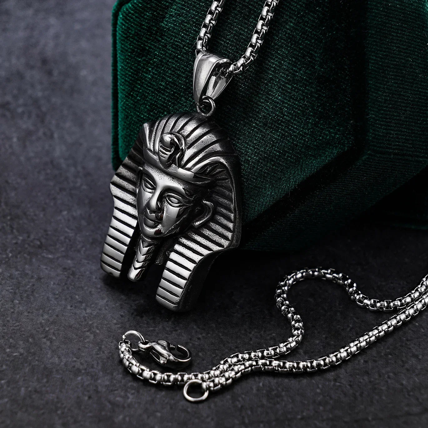 Retro Ancient Egyptian Mythology Snake Body and Human Face Pharaoh Statue Pendant Necklace Men's Religious Lucky Belief Jewelry