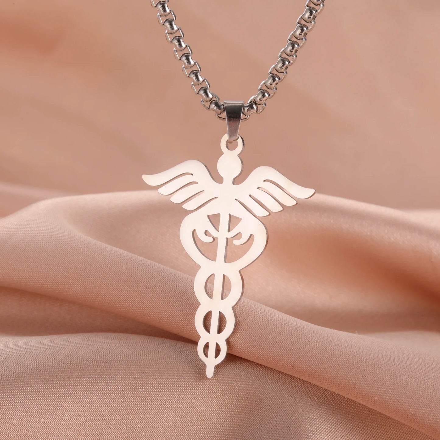 Vassago The Wand Of Asclepius The Roman Greek Asylum Necklace Men's and Women's Accessories Symbolize Health Jewelry