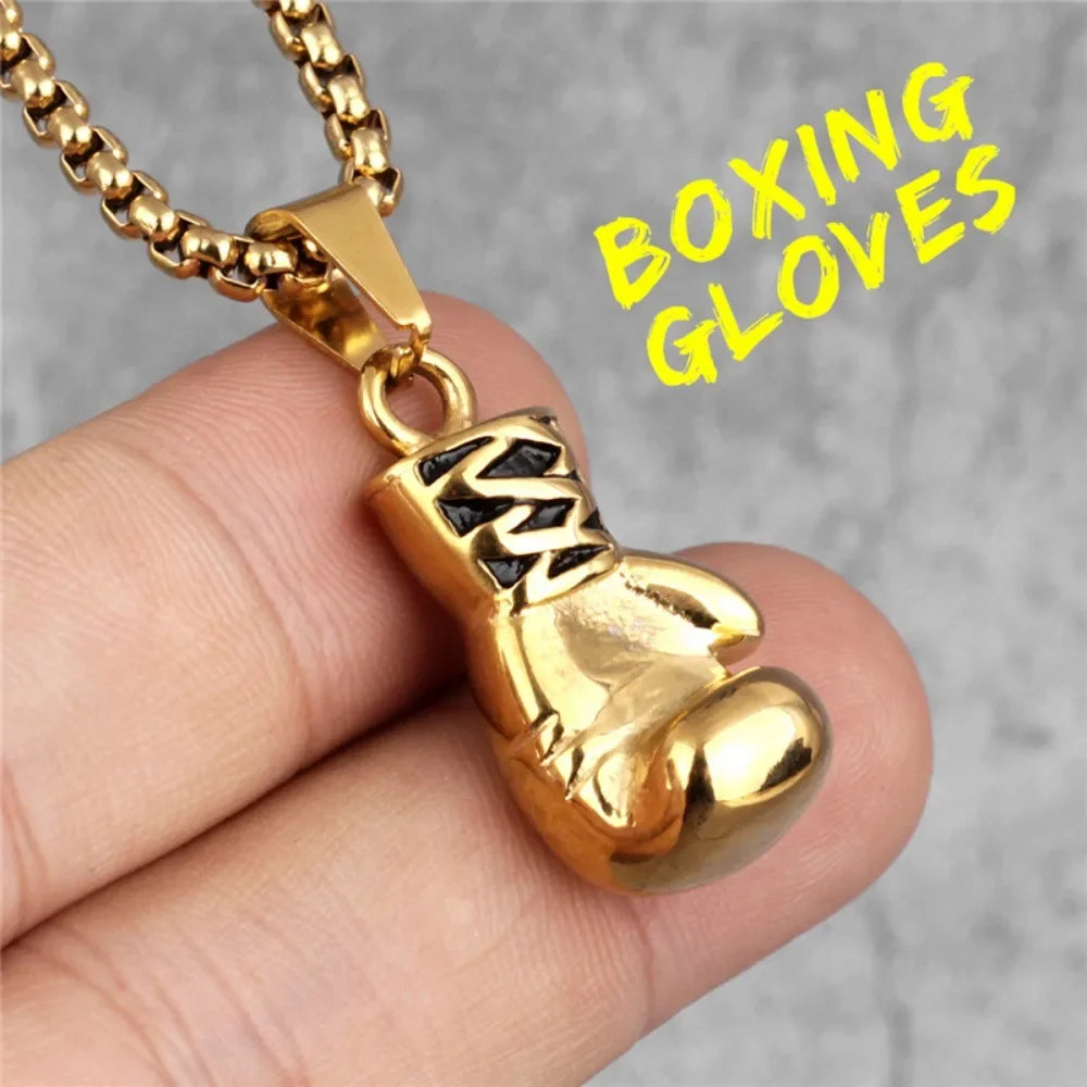 Simple Personality Fashion Sports Fitness Boxing Gloves Necklace Men and Women Necklace Pendant Hip-hop Punk Party Jewelry Gifts