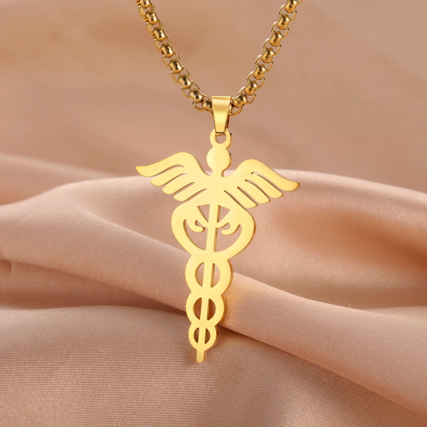 Vassago The Wand Of Asclepius The Roman Greek Asylum Necklace Men's and Women's Accessories Symbolize Health Jewelry