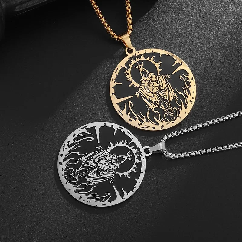 Fashionable Retro Ancient Greek Mythology Gift Jewelry Amulet Stainless Steel Pendant Necklace