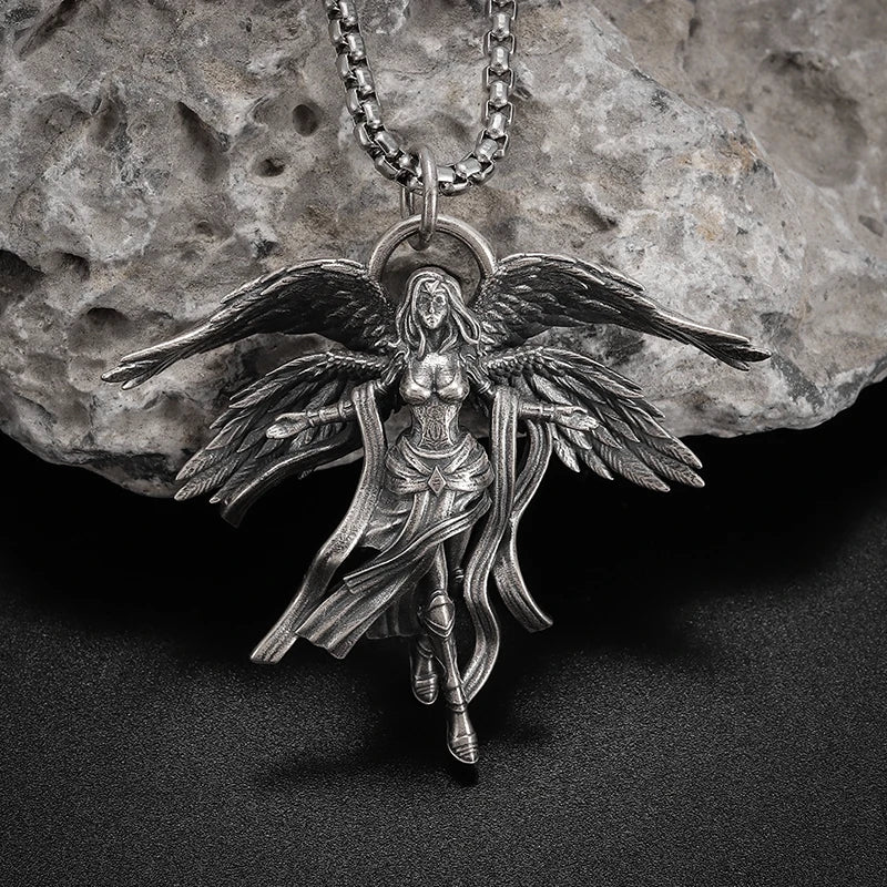 Ancient Greek Mythology Four Winged Goddess Pendant Necklace Suitable for Men and Women Punk Lucky Amulet Accessory Gift