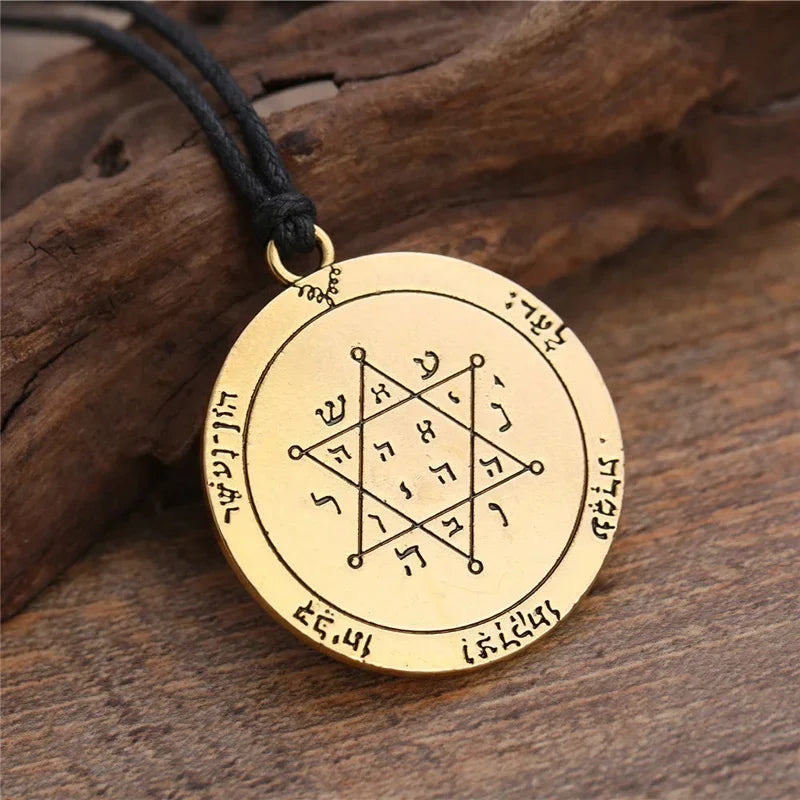 Seal of Solomon Pendant The Second Pentacle of Jupiter Runes Necklace Talisman Women Mens Viking Jewelry