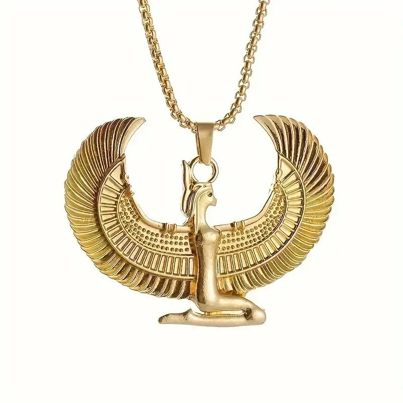 Ancient Egyptian Mythology Goddess Isis Wings Mysterious and Elegant Pendant Necklace