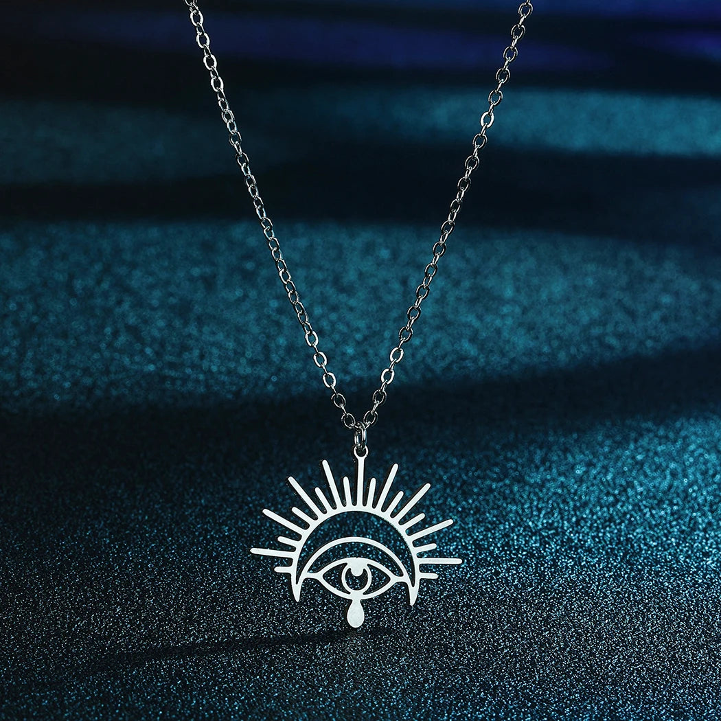 Kinitial Stainless Steel Hollow Eye Of Horus Pendant Necklace For Women Egyptian Mythology Jewelry Moms Gift