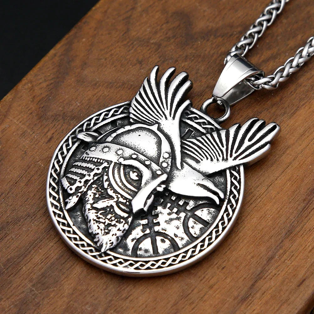 Nordic Odin Raven Necklace For Men Stainless Steels Celtic Knot Runes Pendant Punk Viking Amulet Jewelry Gifts Dropshipping