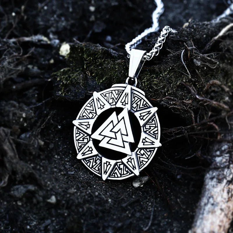 Vintage Nordic Viking Celtic Knot Mythology Father of The Gods Odin Stainless Steel Pendant Necklace jewelry