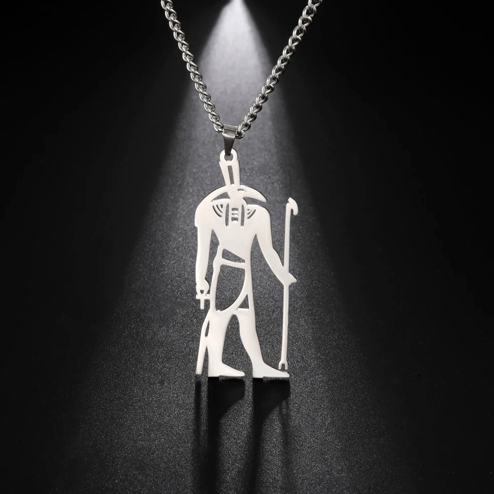 Dreamtimes Gothic Egyptian Great of Strength Seth Pendant Necklace Stainless Steel Mythology Necklaces for Men Vintage Jewelry