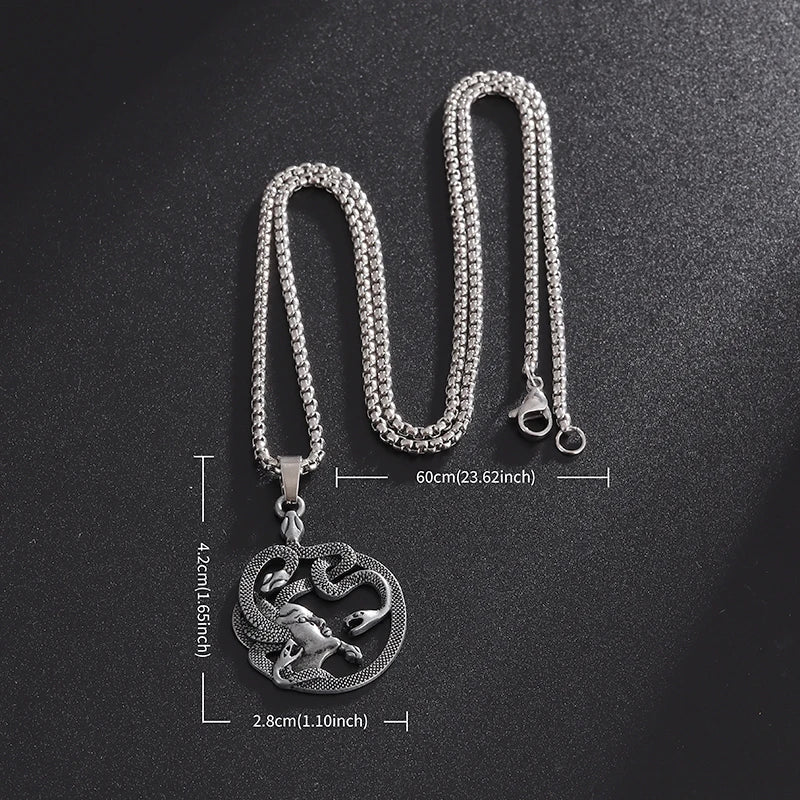 Vintage Egyptian Mythology Snake Woman Medusa Pendant Necklace Men and Women Fashion Hip Hop Accessories