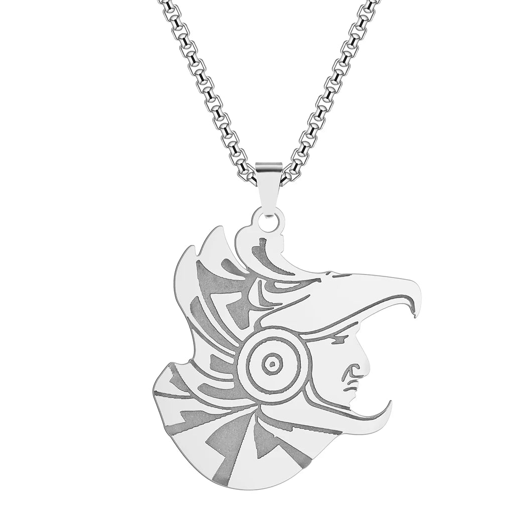 Kinitial Minimalist Handmade Stainless Steel Aztec Eagle Warrior Pendant Necklace For Men Charm Amulet Choker Party Jewelry