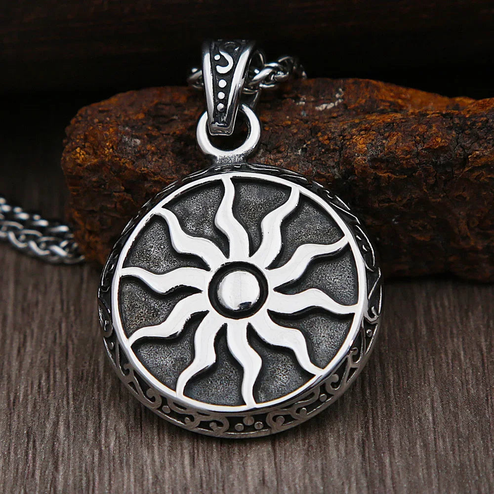 Vintage Greek Mythology Sun God Apollo Necklace Pendant Men Punk Fashion Amulet Stainless Steel Necklace Chain Jewelry Gifts