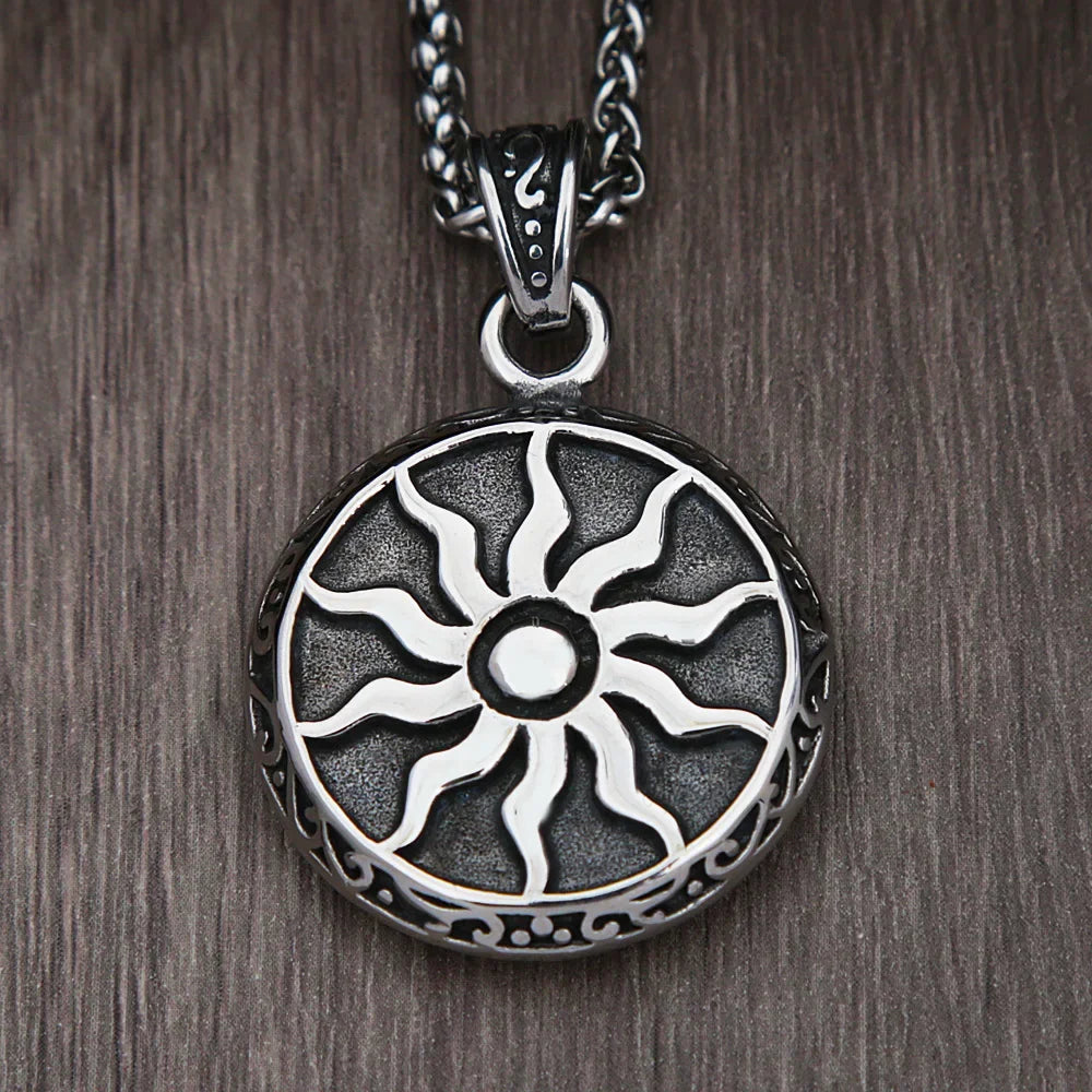 Vintage Greek Mythology Sun God Apollo Necklace Pendant Men Punk Fashion Amulet Stainless Steel Necklace Chain Jewelry Gifts