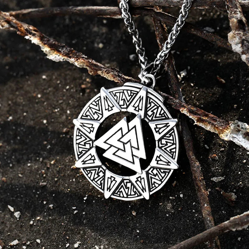 Vintage Nordic Viking Celtic Knot Mythology Father of The Gods Odin Stainless Steel Pendant Necklace jewelry