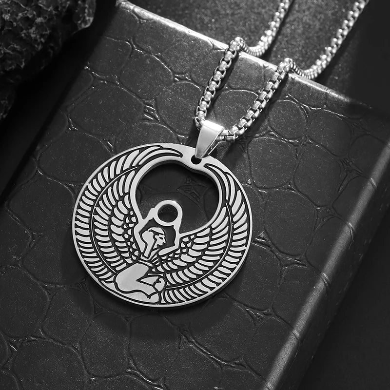 Ancient Egyptian Goddess Queen Mary Stainless Steel Pendant Necklace Men and Women Retro Trend Mythological Jewelry