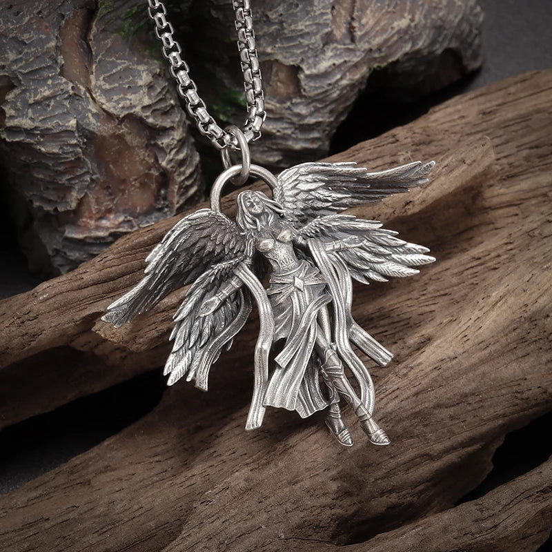 Ancient Greek Mythology Four Winged Goddess Pendant Necklace Suitable for Men and Women Punk Lucky Amulet Accessory Gift