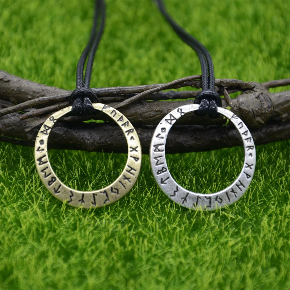 Nostalgia Nordic Elder Futhark Runes Pagan Talisman Amulet Jewelery Rune Pendant Viking Necklace Dropshipping