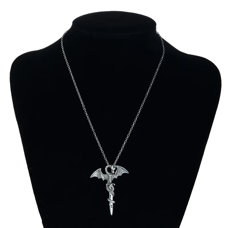 Vintage Greek Mythology Sword Pterodactyl Necklace for Men and Women Amulet Jewelry Gift