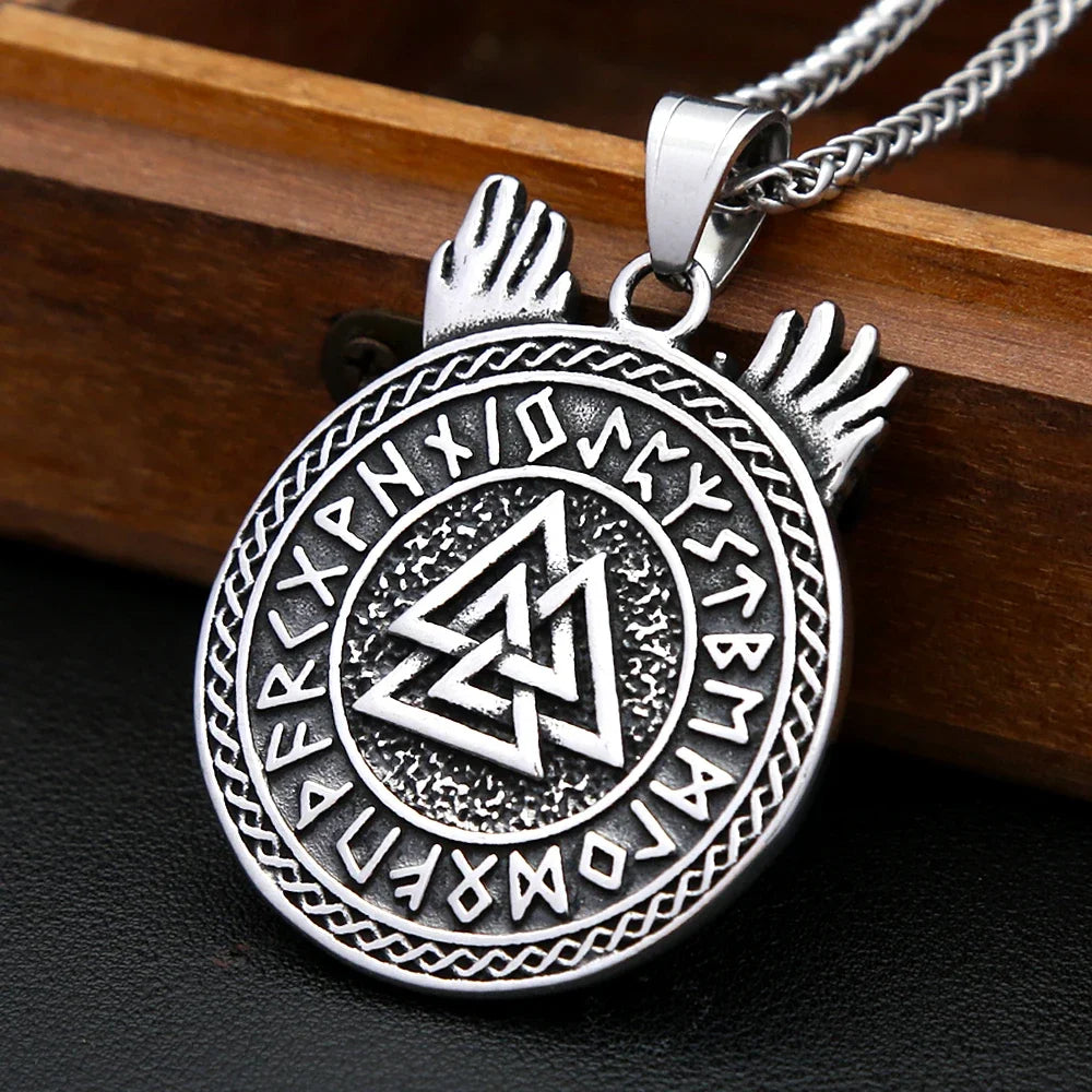 Nordic Odin Raven Necklace For Men Stainless Steels Celtic Knot Runes Pendant Punk Viking Amulet Jewelry Gifts Dropshipping