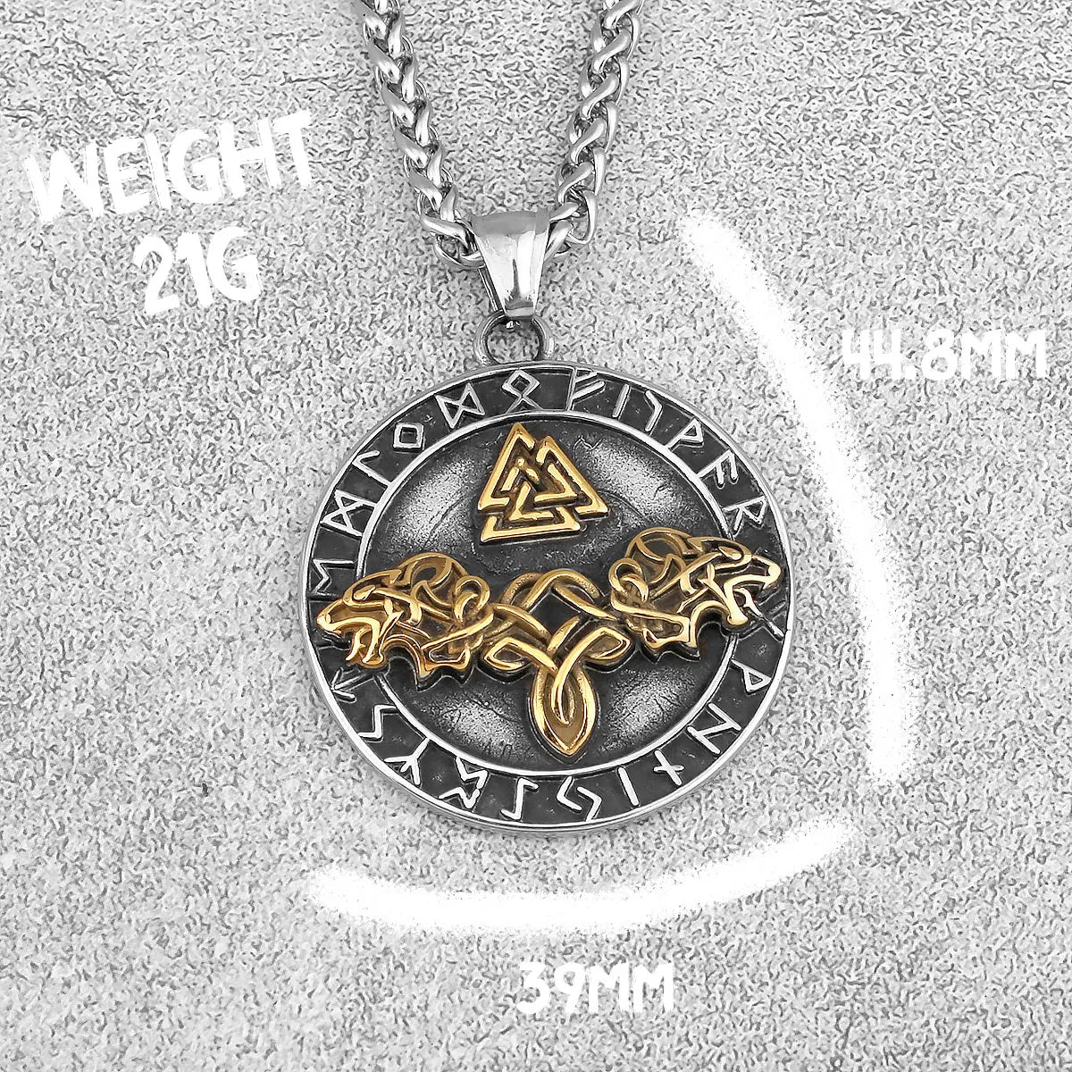 Retro Viking Odin's Wolf  Necklace Men Norse Mythology Vintage Runes Valknut Pendants Talisman Holder Jewelry Gifts Wholesale