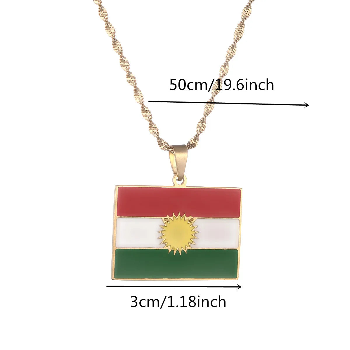 Kurdistan Flag Pendant Necklace Stainless Steel Men Women Country  Jewelry