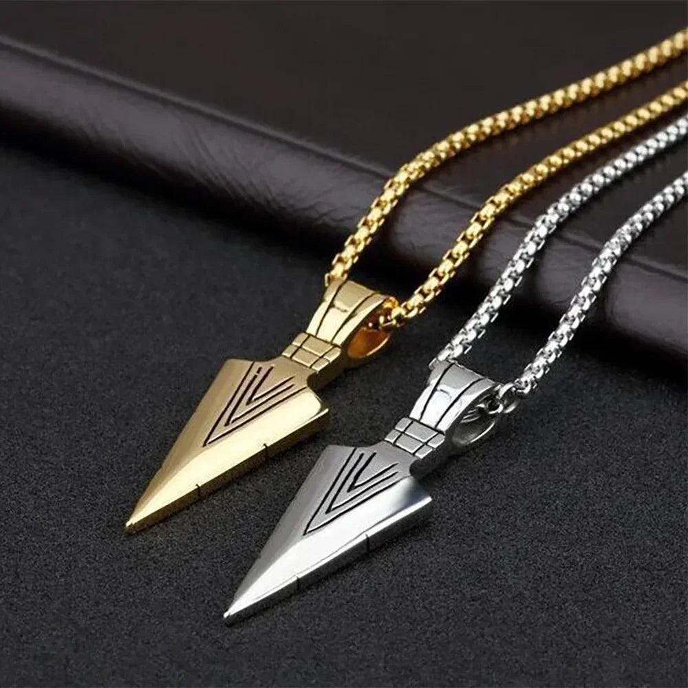 Norse Mythology Pirate Warrior Spear Weapon Pendant Necklace Men's Punk Trend Charm Jewelry