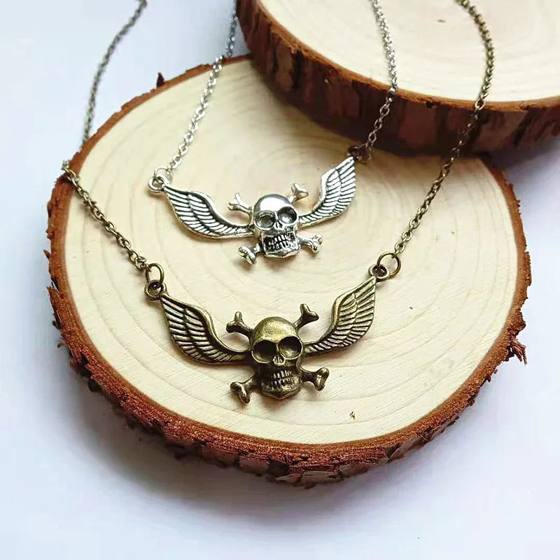 Pirates of The Caribbean Necklace Jack Sparrow Wing Pendant  Aztec Skeleton Skull Heads Pendant  Vintage Jewelry Wholesale