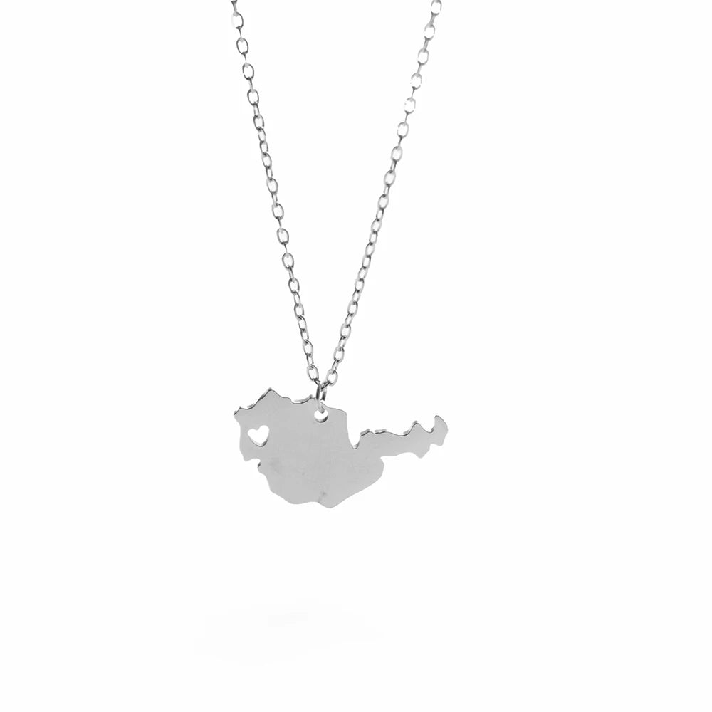 New Arrivals Stainless Steel Hungary Country Map Delicate Fashion Pendant Necklace Jewelry Gift For Him With Chain