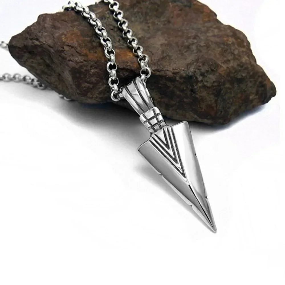 Norse Mythology Pirate Warrior Spear Weapon Pendant Necklace Men's Punk Trend Charm Jewelry