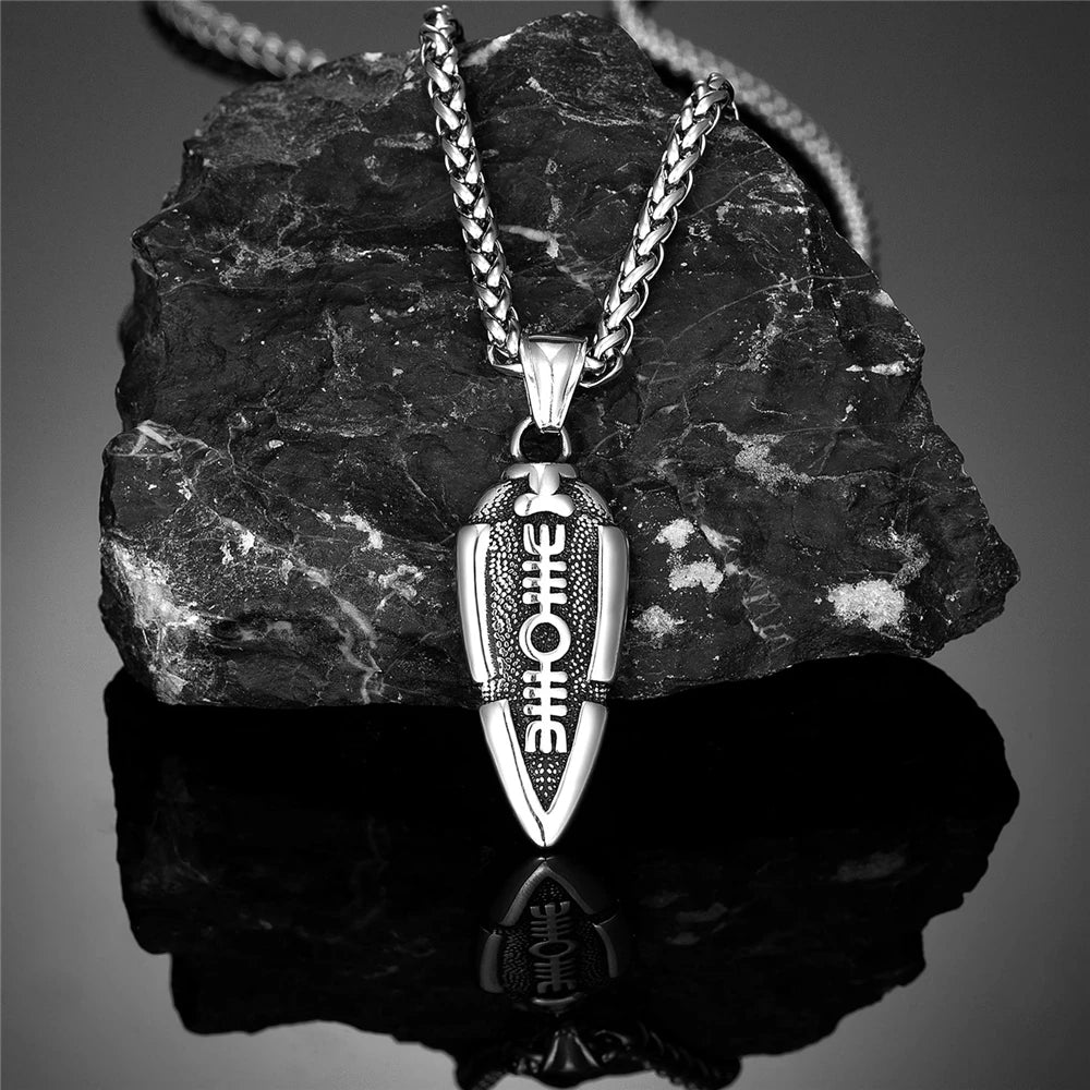 Vikings Rune Gungnir Arrowhead Necklace Men Stainless Steel Norse Mythology Odin's Spear Pendant Charm Valknut Amulet Jewelry