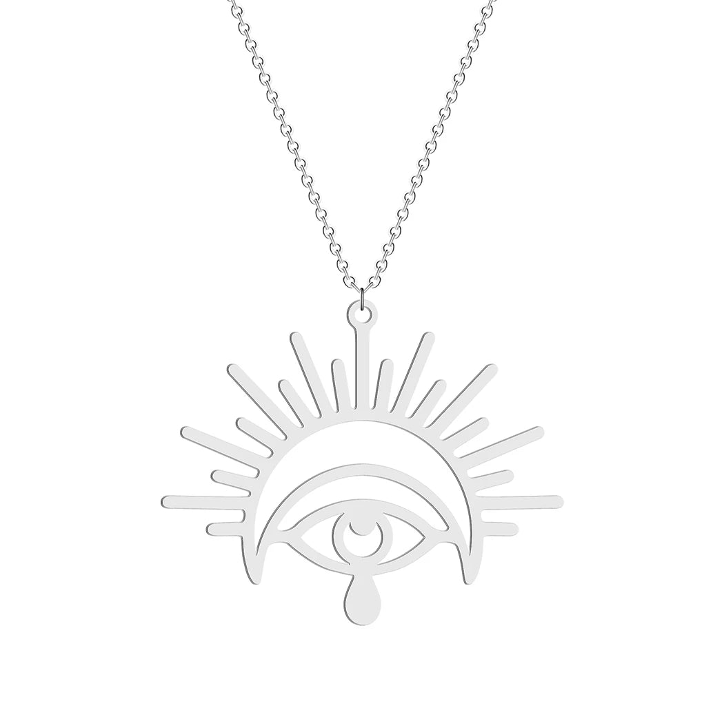 Kinitial Stainless Steel Hollow Eye Of Horus Pendant Necklace For Women Egyptian Mythology Jewelry Moms Gift