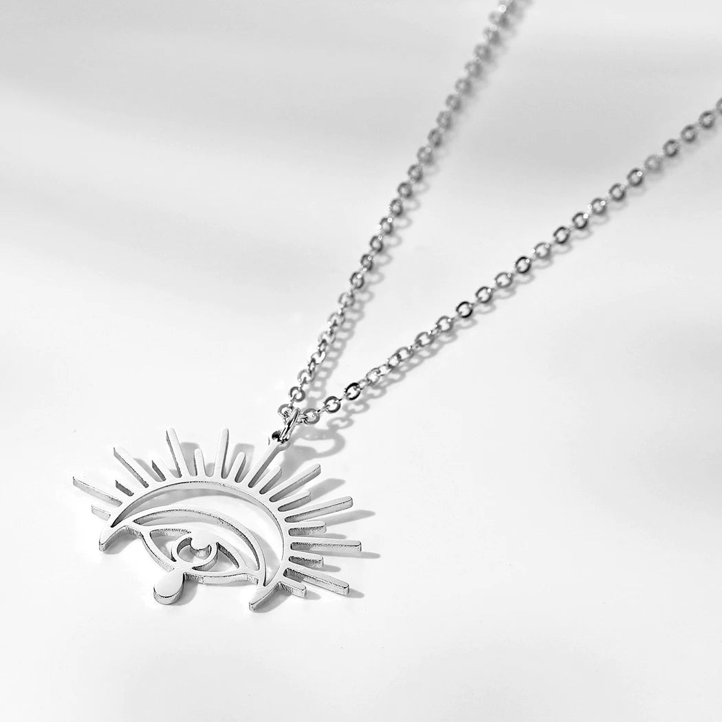 Kinitial Stainless Steel Hollow Eye Of Horus Pendant Necklace For Women Egyptian Mythology Jewelry Moms Gift