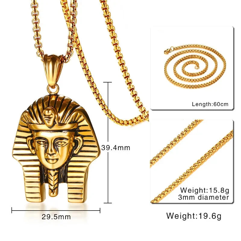 Ancient Egyptian Mythology Snake Body and Human Face Pharaoh Statue Pendant Necklace Men's Religious Lucky Belief Jewelry