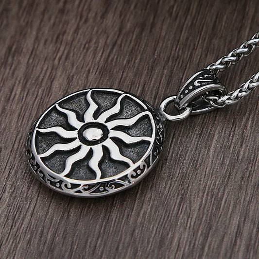 Vintage Greek Mythology Sun God Apollo Necklace Pendant Men Punk Fashion Amulet Stainless Steel Necklace Chain Jewelry Gifts