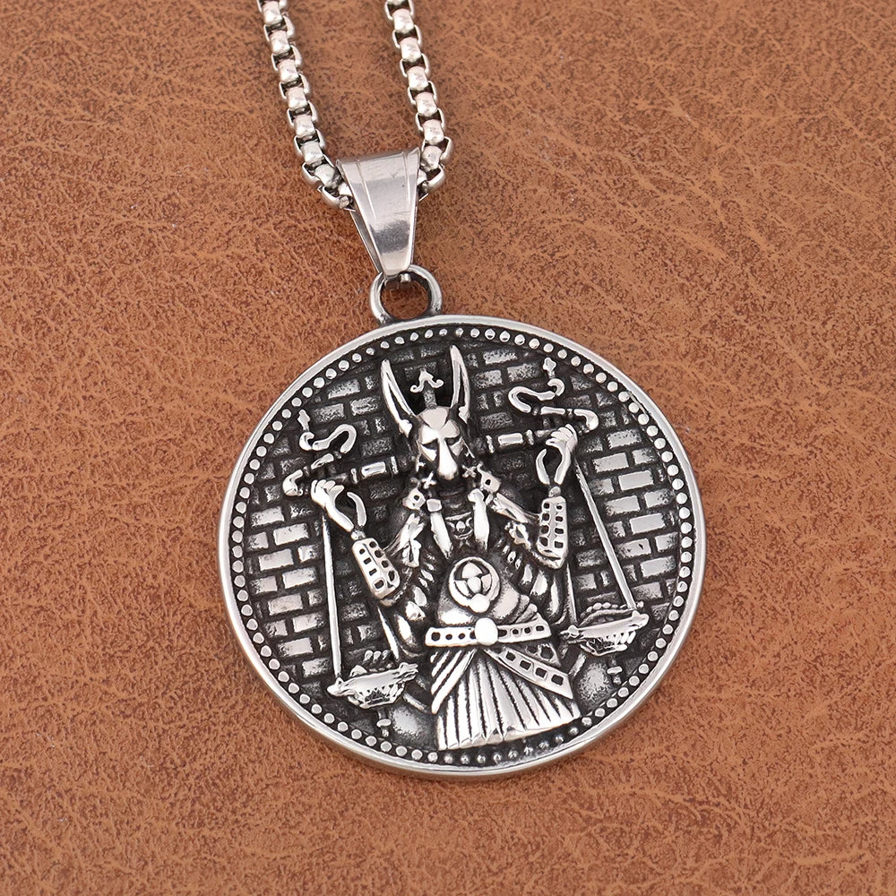 Vintage Design Egypt Mythology God Anubis Pendant Popular Stainless Steel Egyptian Pharaoh Necklaces for Men Women Jewelry Gifts