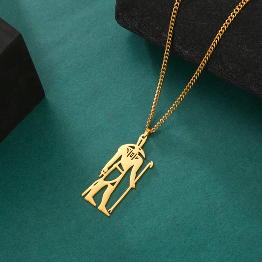 Dreamtimes Gothic Egyptian Great of Strength Seth Pendant Necklace Stainless Steel Mythology Necklaces for Men Vintage Jewelry