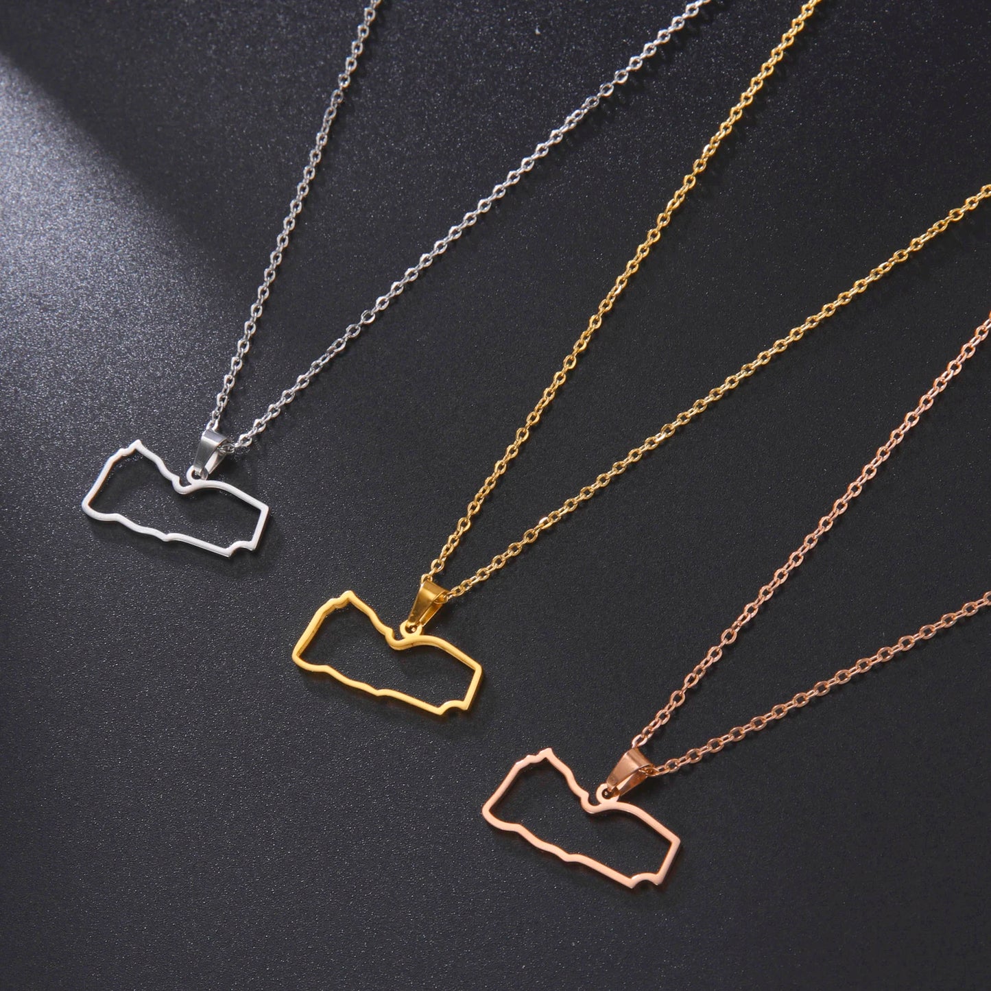 Teamer Yemen Map Pendant Necklace For Women Men Gold Color Country Geography Stainless Steel Necklaces Jewelry Gift Wholesale