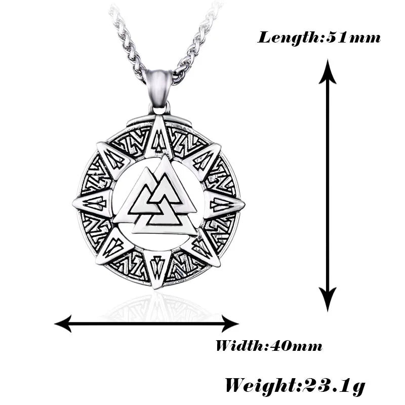 Vintage Nordic Viking Celtic Knot Mythology Father of The Gods Odin Stainless Steel Pendant Necklace jewelry