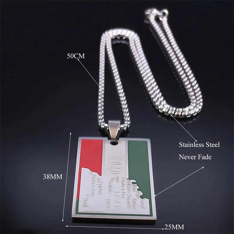 Country Iran Map Flag Color Pendant Necklaces for Women Men Stainless Steel Gold Color Iranian Necklace Jewelry collar N2062S06