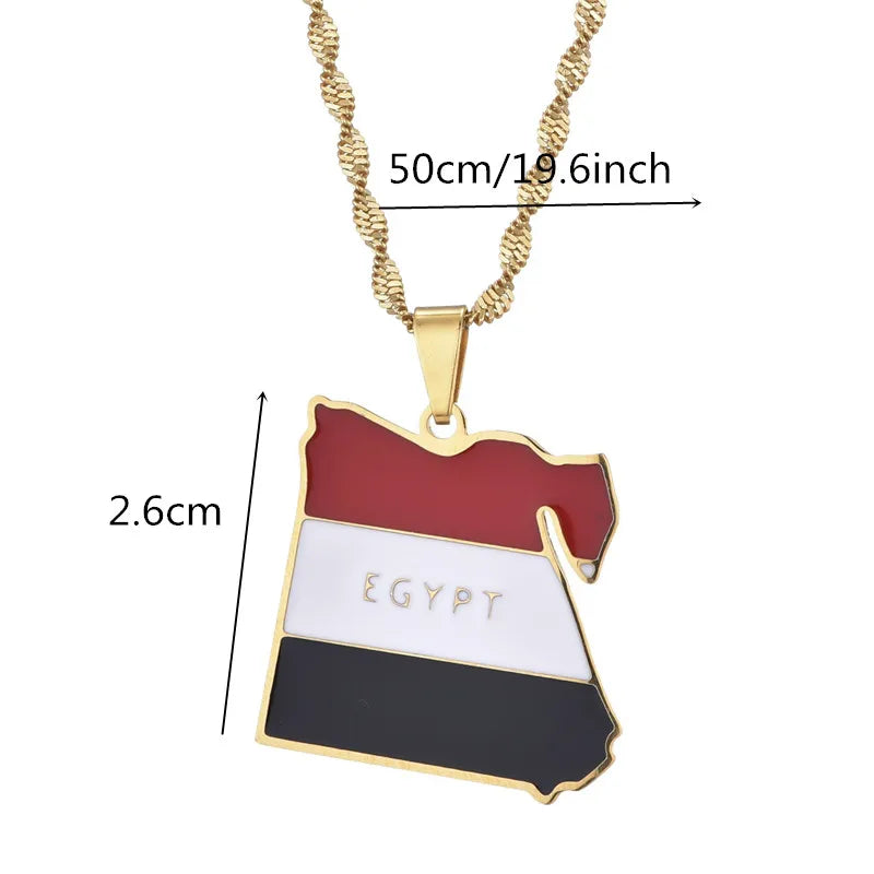 Country Egypt Map Flag Pendant Necklaces for Men Women Egyptians Jewelry