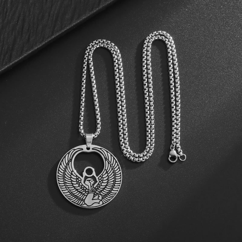 Ancient Egyptian Goddess Queen Mary Stainless Steel Pendant Necklace Men and Women Retro Trend Mythological Jewelry