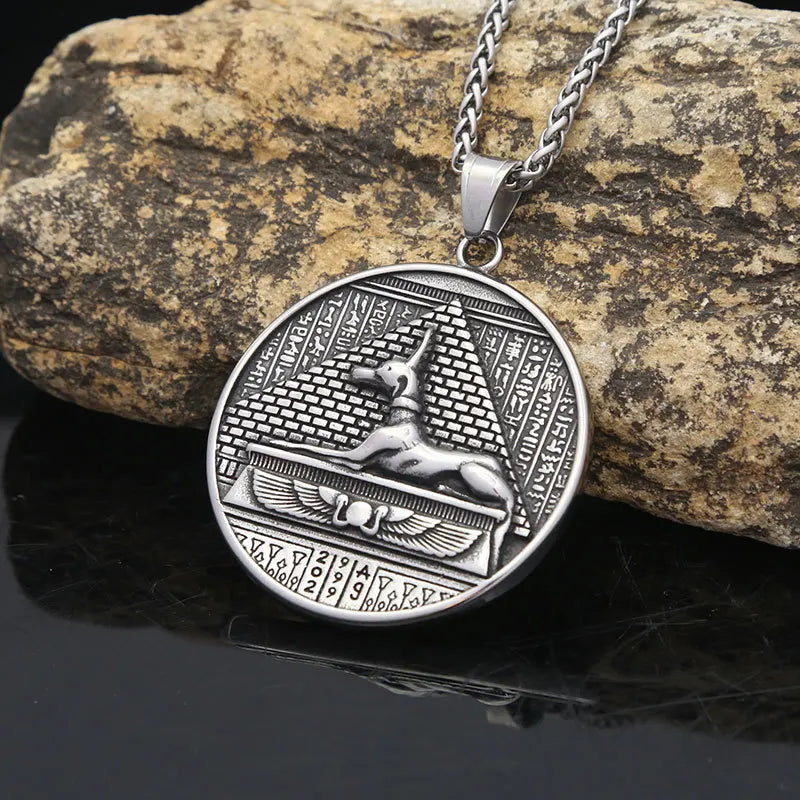 Fashion Style Ancient Egyptian God Of Death Anubis Pendant Stainless Steel Mythology Necklaces Men's Biker Jewelry Dropshipping